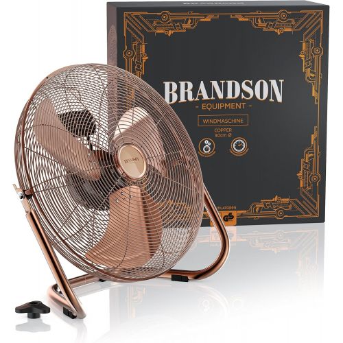  [아마존베스트]Brandson - Wind Machine Retro Style | Fan in Copper | Floor Fan 30 cm | Table Fan Floor Fan | High Air Flow | Robust Stand | Continuously Tilting Fan Head | Copper