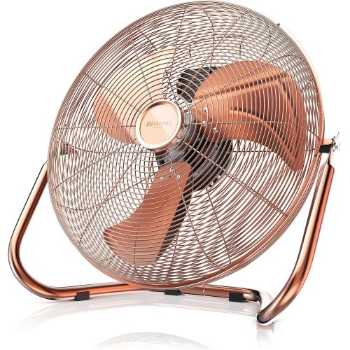 [아마존베스트]Brandson - Wind Machine Retro Style | Fan in Copper | Floor Fan 30 cm | Table Fan Floor Fan | High Air Flow | Robust Stand | Continuously Tilting Fan Head | Copper