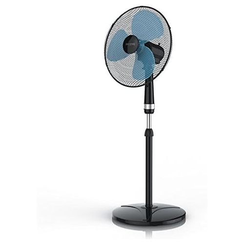  [아마존베스트]Brandson - Floor Fan 40 cm | Height Adjustable up to 122 cm | High Air Flow | 3 Different Speed Levels | Oscillation Function Approximately 80°