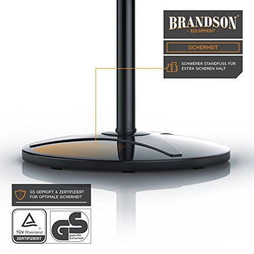  [아마존베스트]Brandson - Floor Fan 40 cm | Height Adjustable up to 122 cm | High Air Flow | 3 Different Speed Levels | Oscillation Function Approximately 80°