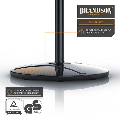  [아마존베스트]Brandson - Floor Fan 40 cm | Height Adjustable up to 122 cm | High Air Flow | 3 Different Speed Levels | Oscillation Function Approximately 80°