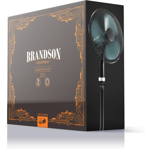  [아마존베스트]Brandson - Floor Fan 40 cm | Height Adjustable up to 122 cm | High Air Flow | 3 Different Speed Levels | Oscillation Function Approximately 80°