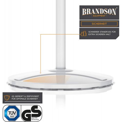  [아마존베스트]Brandson Floor Fan with Remote Control and Display Oscillation, 80 Degrees, 60 Watt, Fan Height Adjustable, 115 - 134 cm, Head can be tilted, 35 Degrees, 3 Speeds, GS Certified, wh