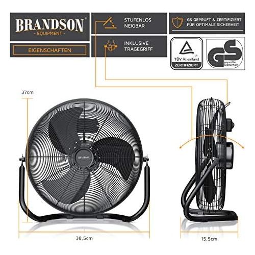  [아마존베스트]Brandson retro style wind machine - fan - table fan - floor fan 30 cm, - high air flow - infinitely tilting fan head - matte black