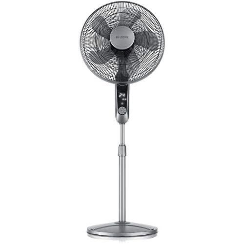  [아마존베스트]Brandson, Silent DC Standing Fan with Remote Control and LED Display, 24 Speeds, 80-degree Oscillation, Very Quiet Fan, Height Adjustable, Tiltable Head by 35 Degrees, White