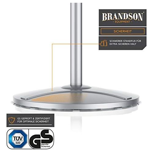  [아마존베스트]Brandson, Silent DC Standing Fan with Remote Control and LED Display, 24 Speeds, 80-degree Oscillation, Very Quiet Fan, Height Adjustable, Tiltable Head by 35 Degrees, White