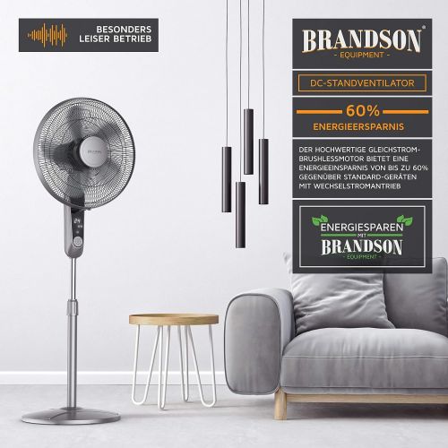  [아마존베스트]Brandson, Silent DC Standing Fan with Remote Control and LED Display, 24 Speeds, 80-degree Oscillation, Very Quiet Fan, Height Adjustable, Tiltable Head by 35 Degrees, White