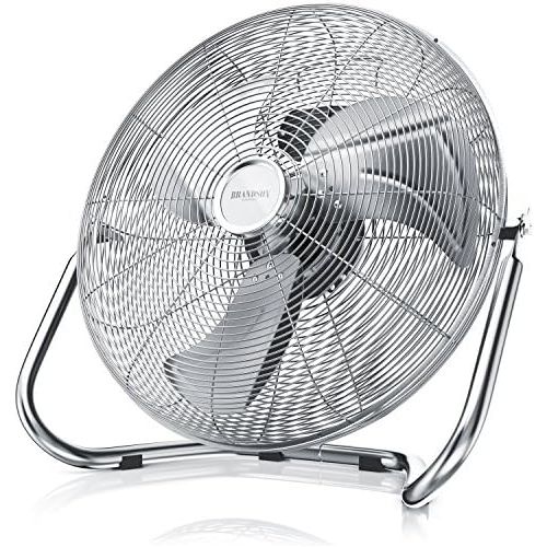  [아마존베스트]Brandson Retro Wind Machine Style Floor Fan, Chrome Fan, 30 cm, Table Fan/Floor Fan with High Air Flow, Secure Stand, Infinitely Adjustable Tilting of Fan Head, Silver