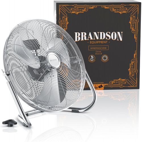  [아마존베스트]Brandson Retro Wind Machine Style Floor Fan, Chrome Fan, 30 cm, Table Fan/Floor Fan with High Air Flow, Secure Stand, Infinitely Adjustable Tilting of Fan Head, Silver