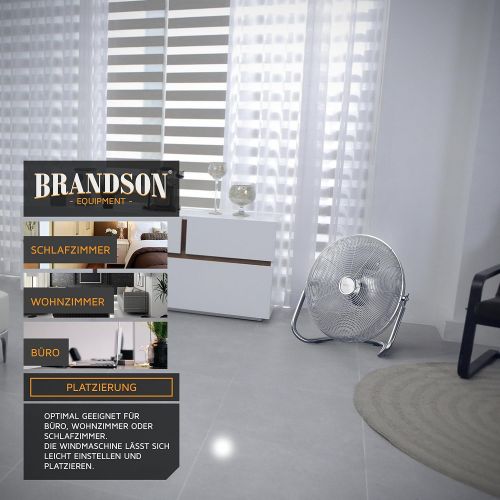  [아마존베스트]Brandson Retro Wind Machine Style Floor Fan, Chrome Fan, 30 cm, Table Fan/Floor Fan with High Air Flow, Secure Stand, Infinitely Adjustable Tilting of Fan Head, Silver