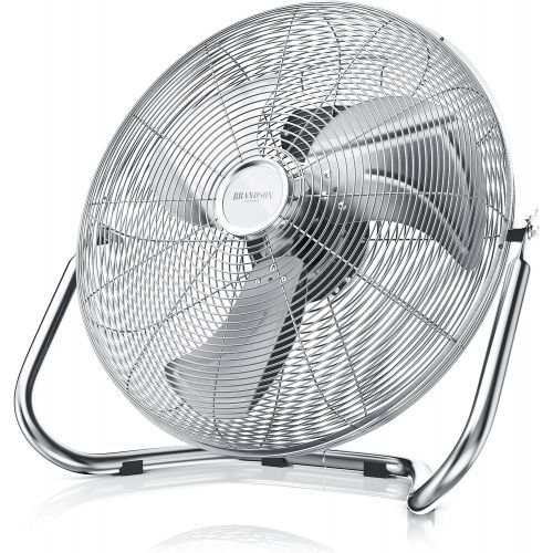  [아마존베스트]Brandson Retro Wind Machine Style Floor Fan, Chrome Fan, 30 cm, Table Fan/Floor Fan with High Air Flow, Secure Stand, Infinitely Adjustable Tilting of Fan Head, Silver