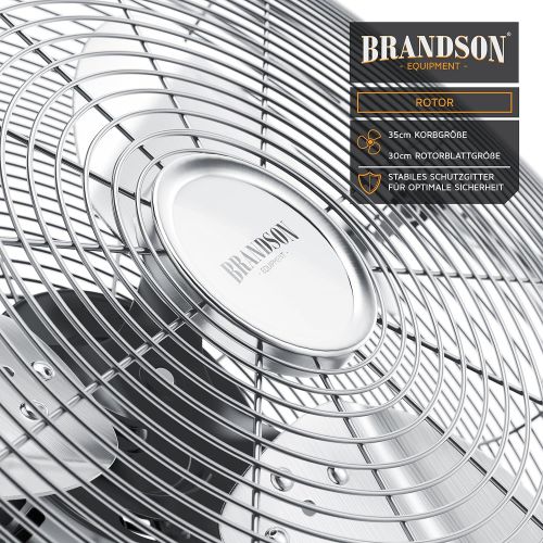  [아마존베스트]Brandson Retro Wind Machine Style Floor Fan, Chrome Fan, 30 cm, Table Fan/Floor Fan with High Air Flow, Secure Stand, Infinitely Adjustable Tilting of Fan Head, Silver