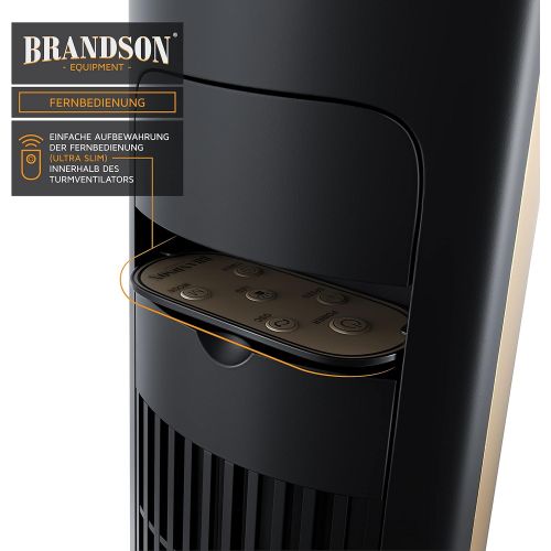  [아마존베스트]Brandson Tower Fan with Remote Control, 108 cm, 10-Degree Tiltable Fan with Oscillation, 3 Speeds, 4 Ventilation Modes, GS-Certified, 2020 Model, Gold Design