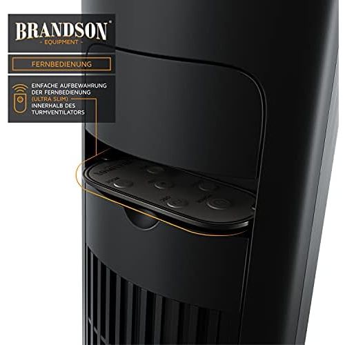  [아마존베스트]Brandson Tower Fan with Remote Control - 108 cm - Can be Tilted 10Degrees - Floor-Standing Fan with Oscillation, 3 Speeds & 4 Ventilation Modes - GS-Tested - Cool Grey Design