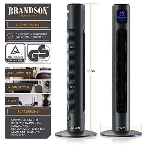  [아마존베스트]Brandson Tower Fan with Remote Control  Oscillating Tower Fan  96 cm  Fan with 3 Speed Settings  Timer  60° Oscillation, black, 784641684