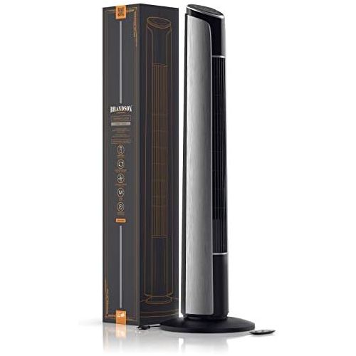  [아마존베스트]Brandson Tower Fan with Remote Control 108 cm 10 Degree Tiltable Fan with Oscillation - 3 Speeds - 4 Ventilation Modes - GS - Steel Silver