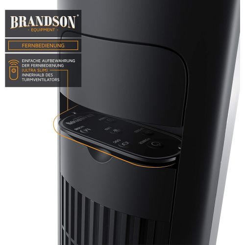  [아마존베스트]Brandson Tower Fan with Remote Control 108 cm 10 Degree Tiltable Fan with Oscillation - 3 Speeds - 4 Ventilation Modes - GS - Steel Silver