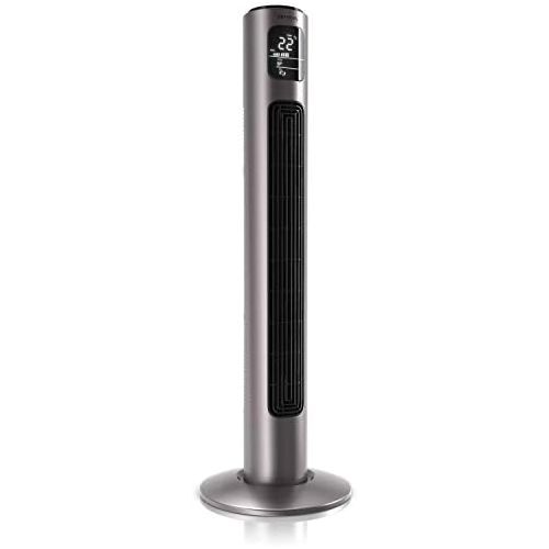  [아마존베스트]Brandson Tower Fan with Remote Control and Oscillation 60° - Floor Fan - Column Fan - 96 cm - Fan with 3 Speed Levels - Model 2020 GS Certified - Smoke Grey