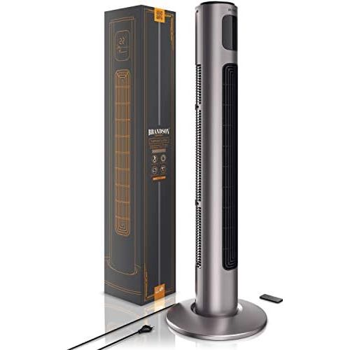  [아마존베스트]Brandson Tower Fan with Remote Control and Oscillation 60° - Floor Fan - Column Fan - 96 cm - Fan with 3 Speed Levels - Model 2020 GS Certified - Smoke Grey