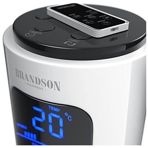  [아마존베스트]Brandson Tower Fan with Remote Control and Oscillation - Oscillating Tower Fan - 96 cm - 45 W - Fan with 3 Speed Settings + Timer + 60° Oscillation - 2020 Model - Polar White