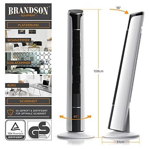  [아마존베스트]Brandson Tower Fan with Remote Control and Oscillation - Oscillating Tower Fan with 2 Speed Settings, Timer, 3 Operating Modes and 40° Oscillation - White, white, 6587854174