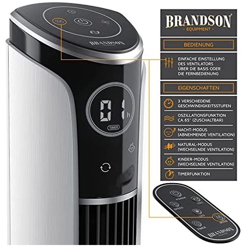  [아마존베스트]Brandson Tower Fan with Remote Control and Oscillation - Oscillating Tower Fan with 2 Speed Settings, Timer, 3 Operating Modes and 40° Oscillation - White, white, 6587854174