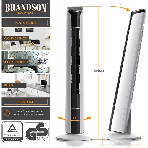  [아마존베스트]Brandson Tower Fan with Remote Control and Oscillation - Oscillating Tower Fan with 2 Speed Settings, Timer, 3 Operating Modes and 40° Oscillation - White, white, 6587854174