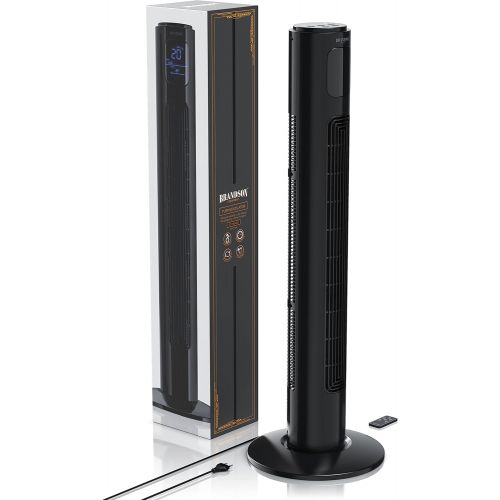  [아마존베스트]Brandson 2020 Model - Tower Fan with Remote Control and 60° Oscillation - Pedestal Fan - Column Fan - 96 cm - 3 Speed Levels - GS Certified, black, 68468/7464684