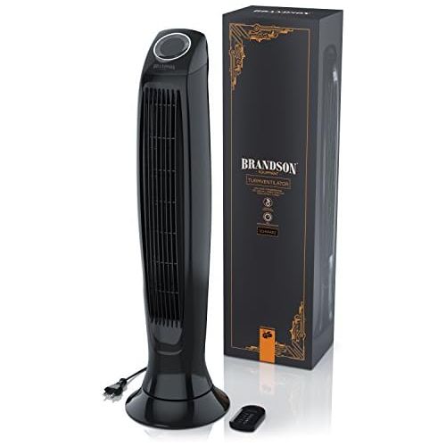  [아마존베스트]Brandson Tower Fan With Remote Control, Column Fan, Incl. Oscillation - 86 cm - 60 W - 3 speed settings - low, medium, high - timer - LED display - quiet operating noise, black, B0