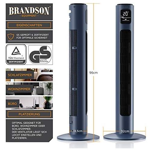  [아마존베스트]Brandson - Tower Fan with Remote Control and Oscillation - Pedestal Fan - Dark, blue, 68431684646