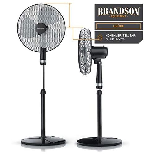  [아마존베스트]Brandson - Stand fan stand fan - stand height adjustable - fan with high air flow - 3 different speed settings - oscillation function approx. 80 degrees - black