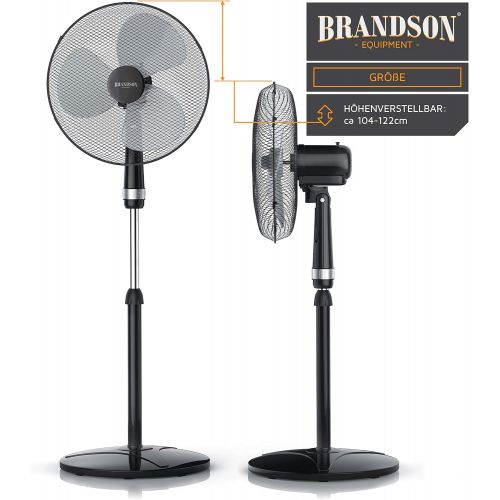  [아마존베스트]Brandson - Stand fan stand fan - stand height adjustable - fan with high air flow - 3 different speed settings - oscillation function approx. 80 degrees - black