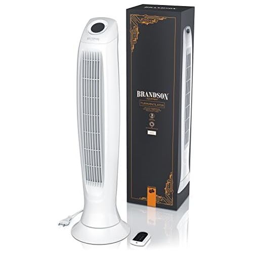  [아마존베스트]Brandson Tower Fan With Remote Control, Column Fan, Incl. Oscillation - 86 cm - 60 W - 3 speed settings - low, medium, high - timer - LED display - quiet operating noise, white, 40