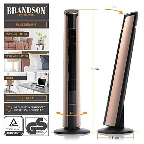  [아마존베스트]Brandson Tower Fan with Remote Control and Oscillation - Oscillating Tower Fan with 2 Speed Settings, Timer, 3 Operating Modes and 40° Oscillation - White, pink, 722303818722