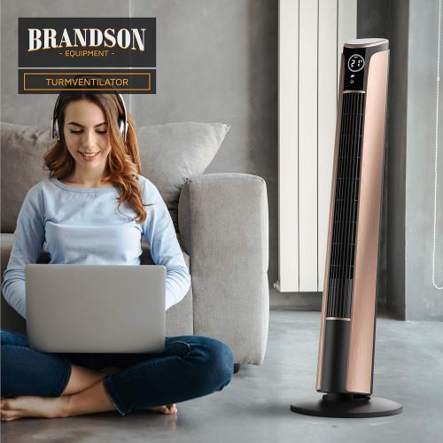  [아마존베스트]Brandson Tower Fan with Remote Control and Oscillation - Oscillating Tower Fan with 2 Speed Settings, Timer, 3 Operating Modes and 40° Oscillation - White, pink, 722303818722