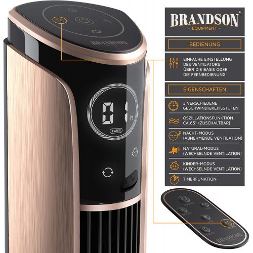  [아마존베스트]Brandson Tower Fan with Remote Control and Oscillation - Oscillating Tower Fan with 2 Speed Settings, Timer, 3 Operating Modes and 40° Oscillation - White, pink, 722303818722