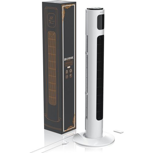  [아마존베스트]Brandson Tower Fan with Remote Control and Oscillation, Oscillating Tower Fan, 96 cm, 45 W, Fan with 3 Speed Settings + Timer + 3 Operating Modes + 60° Oscillation, Polar White