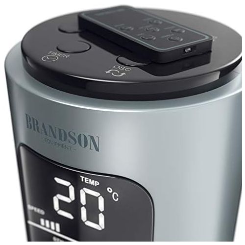  [아마존베스트]Brandson 2020 Model - Tower Fan with Remote Control and 60° Oscillation - Pedestal Fan - Column Fan - 96 cm - 3 Speed Levels - GS Certified Ice Grey