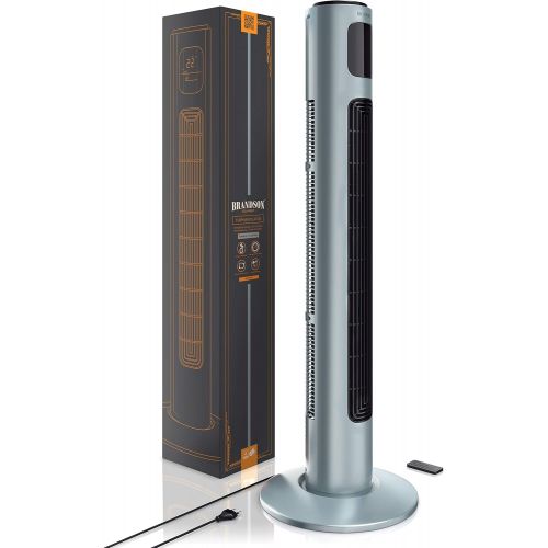  [아마존베스트]Brandson 2020 Model - Tower Fan with Remote Control and 60° Oscillation - Pedestal Fan - Column Fan - 96 cm - 3 Speed Levels - GS Certified Ice Grey