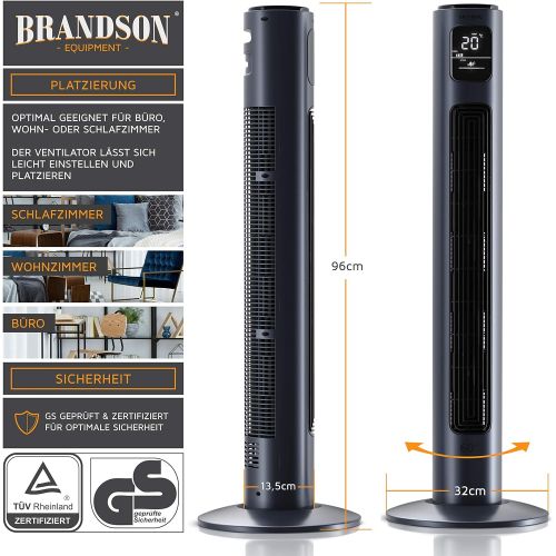  [아마존베스트]Brandson Tower Fan with Remote Control  Oscillating Tower Fan  96 cm  Fan with 3 Speed Settings  Timer  60° Oscillation, blue, 722303814