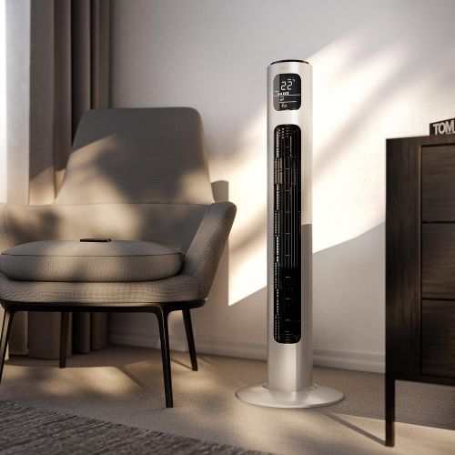  [아마존베스트]Brandson 2020 Model - Tower Fan with Remote Control and 60° Oscillation - Pedestal Fan - Column Fan - 96 cm - 3 Speed Levels - GS Certified, white, 722303806