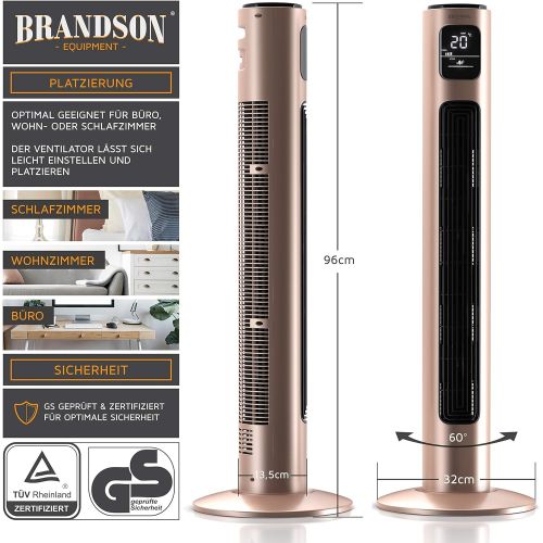  [아마존베스트]Brandson 2020 Model - Tower Fan with Remote Control and 60° Oscillation - Pedestal Fan - Column Fan - 96 cm - 3 Speed Levels - GS Certified, pink, 722303816