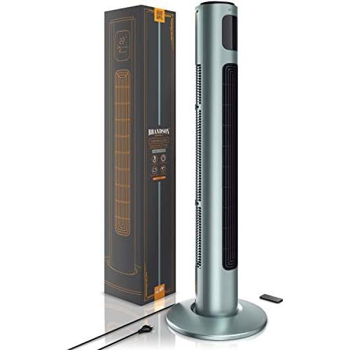  [아마존베스트]Brandson 2020 Model - Tower Fan with Remote Control and 60° Oscillation - Pedestal Fan - Column Fan - 96 cm - 3 Speed Levels - GS Certified, silver, 722303813