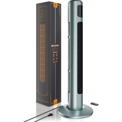  [아마존베스트]Brandson 2020 Model - Tower Fan with Remote Control and 60° Oscillation - Pedestal Fan - Column Fan - 96 cm - 3 Speed Levels - GS Certified, silver, 722303813