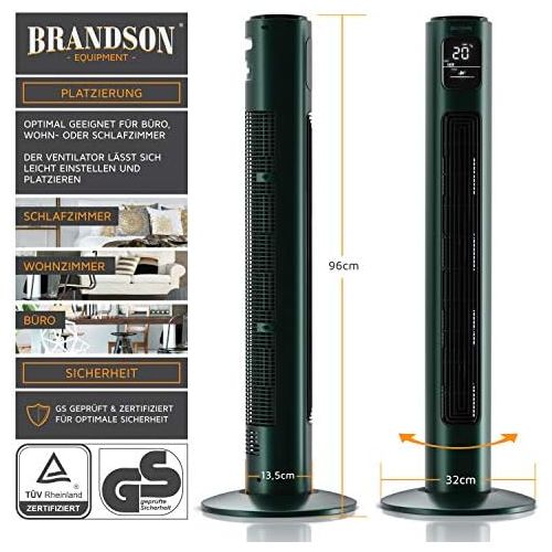  [아마존베스트]Brandson Tower Fan with Remote Control  Oscillating Tower Fan  96 cm  Fan with 3 Speed Settings  Timer  60° Oscillation, green, 722303807