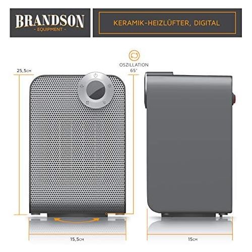  [아마존베스트]Brandson Fan Heater  Ceramic Fan Heater Bathroom Energy Saving, Quiet  Quick Heater with Oscillation Function  2 x Heat Settings  Timer  Heater  GS Certified - Cool Grey Desi