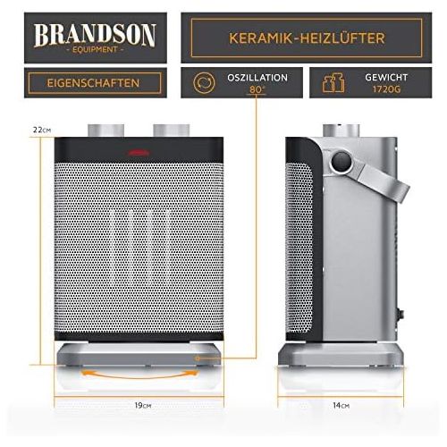  [아마존베스트]Brandson 2020 Ceramic Fan Heater Bathroom Energy Saving Quiet