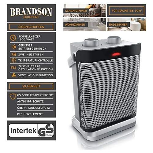  [아마존베스트]Brandson 2020 Ceramic Fan Heater Bathroom Energy Saving Quiet