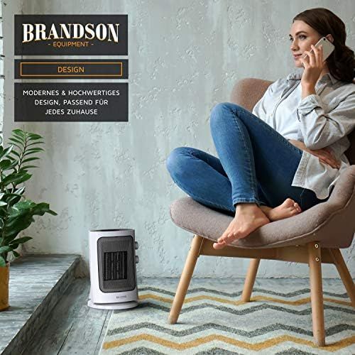  [아마존베스트]Brandson - Fan heater with Two Power Levels - Bathroom Fan Heater Energy-Saving Quiet - Continuous Temperature Control - Ceramic Heating Element - Thermal Fuse - Heating Heater - W