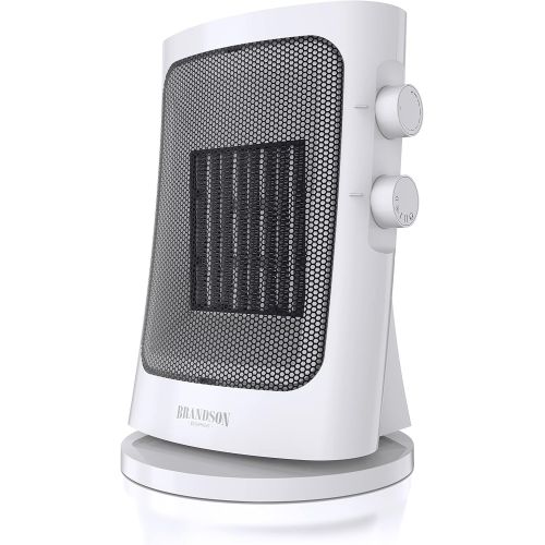  [아마존베스트]Brandson - Fan heater with Two Power Levels - Bathroom Fan Heater Energy-Saving Quiet - Continuous Temperature Control - Ceramic Heating Element - Thermal Fuse - Heating Heater - W